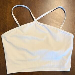 GAP Fit Eclipse Halter Brami Sports Bra White Yoga Athleisure Medium